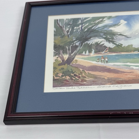 JOANNE SIBLEY Seven Mile Beach Grand Cayman Signed Artwork Wood Frame Matted - Picture 5 of 11